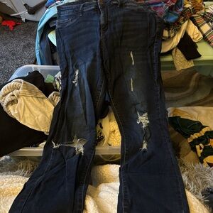 Refuge Dark Blue Distressed Skinny Jeans